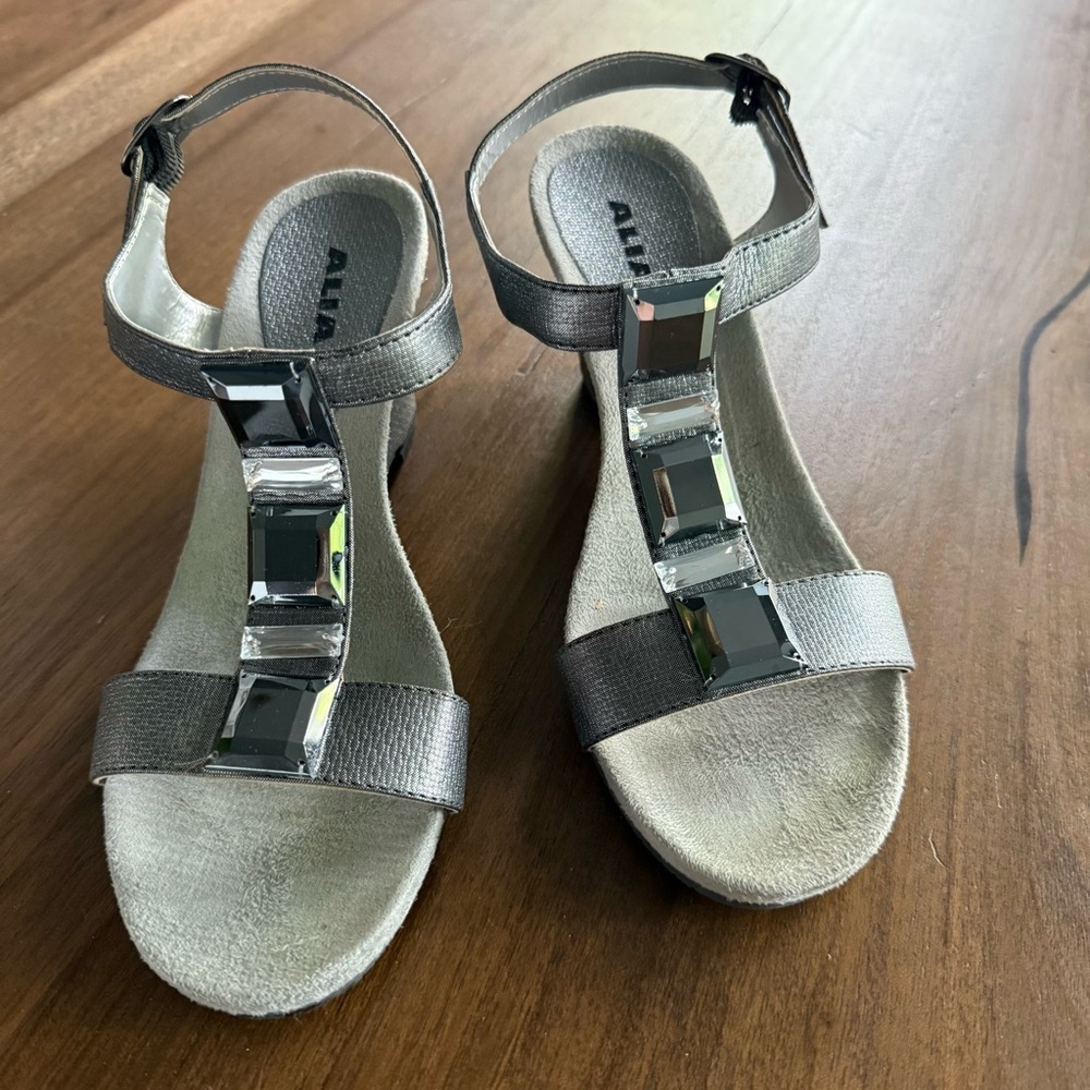 NEW⛱️ALIA - Sharon Pewter Heeled Sandals - 8M